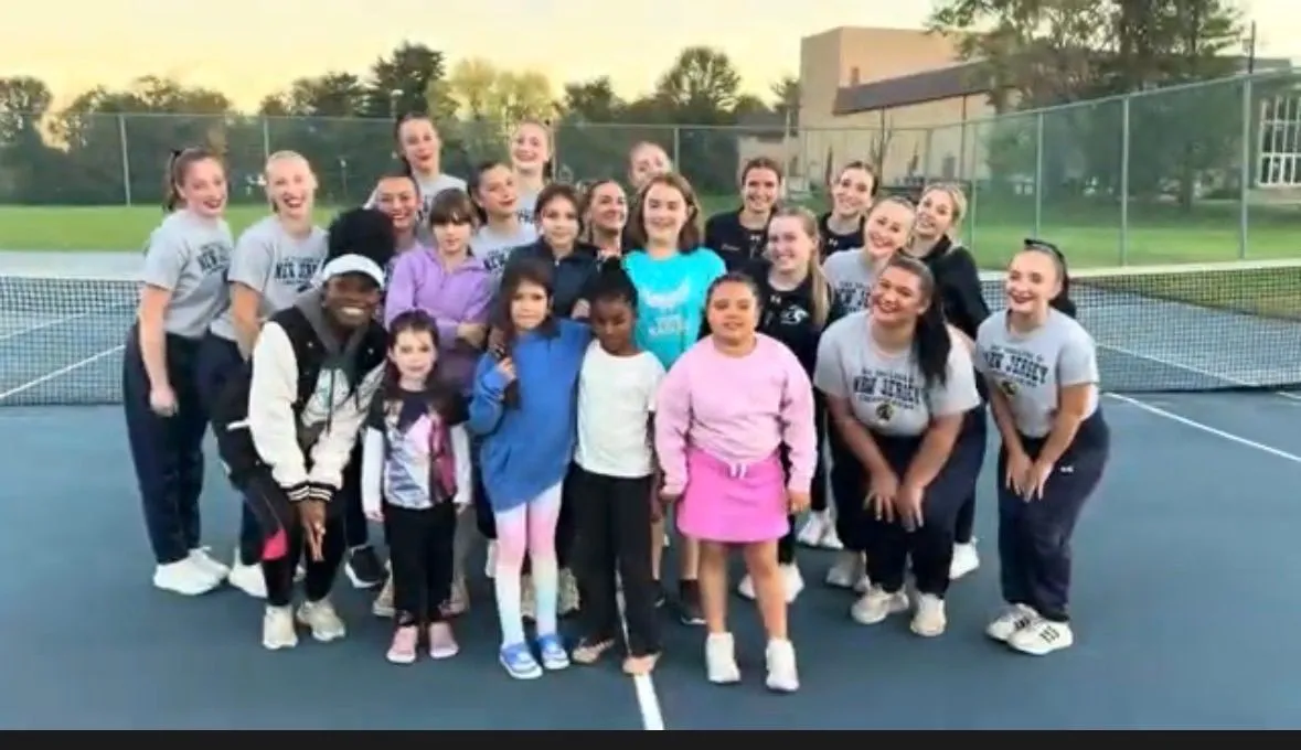 Girls Got Game clinic participants and TCNJ Dance and Cheer Team members gathered together
