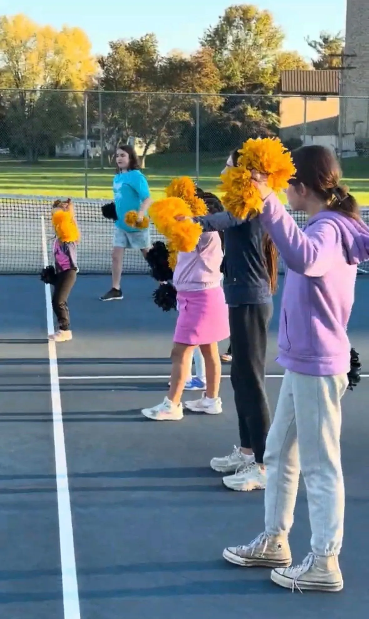 Girls cheering each other on at a She Leads Sports seasonal clinic